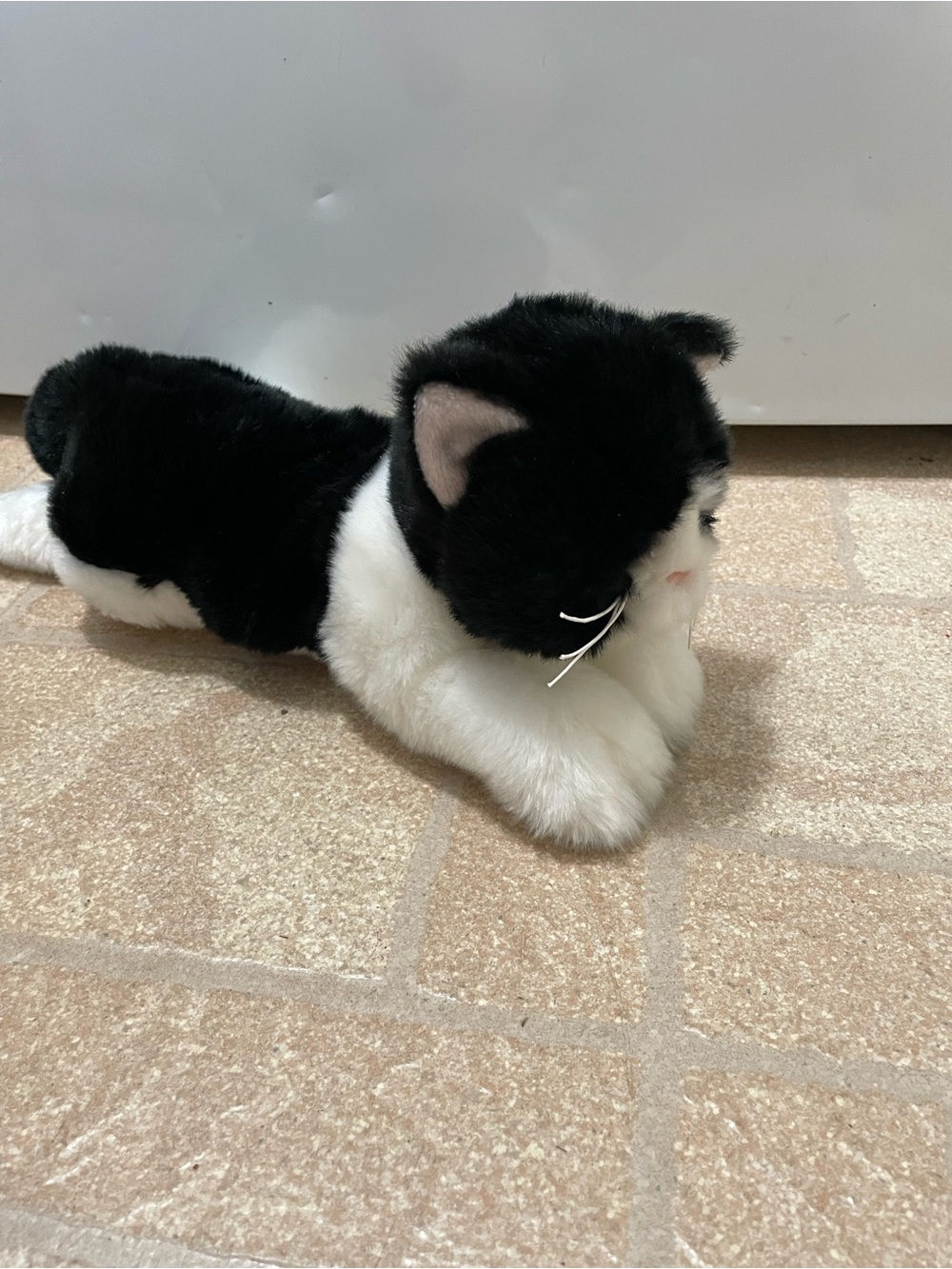 Bearington Realistic Plush Tuxedo Cat Domino Black White Kitten Stuffed Toy 15"